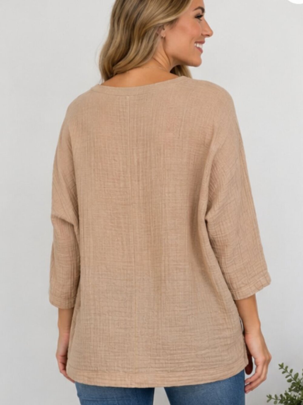 Eileen Fisher Rustic Organic Linen Cotton Doubleweave Top XS Beige - Picture 2 of 7